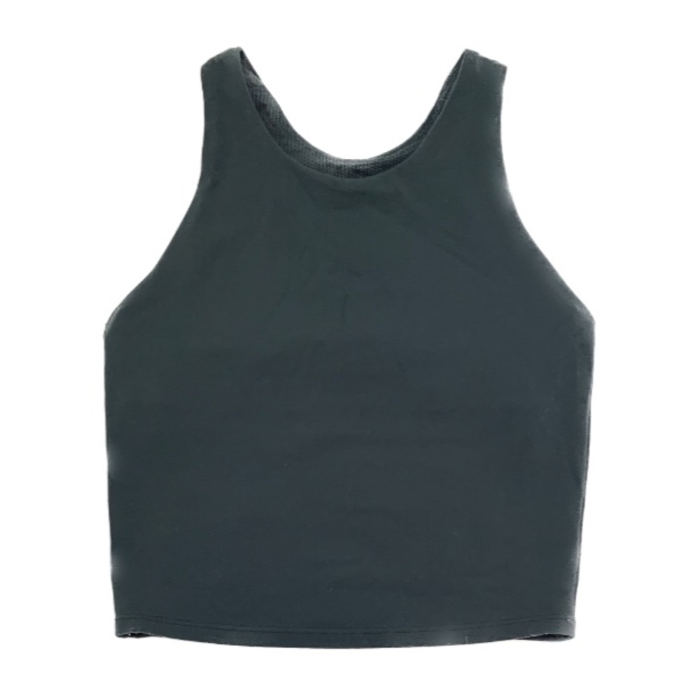 Athleta Girl kids 8-10 athletic tank top with built in bra in grey/green color.